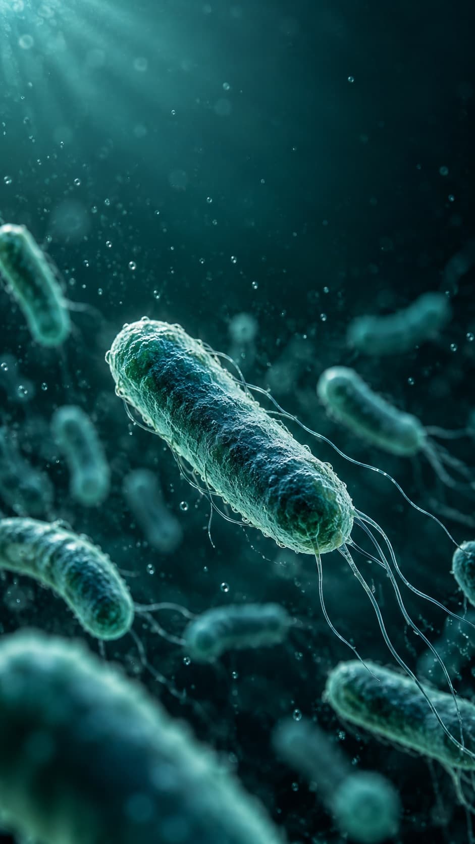 Representação microscópica de bactérias Legionella